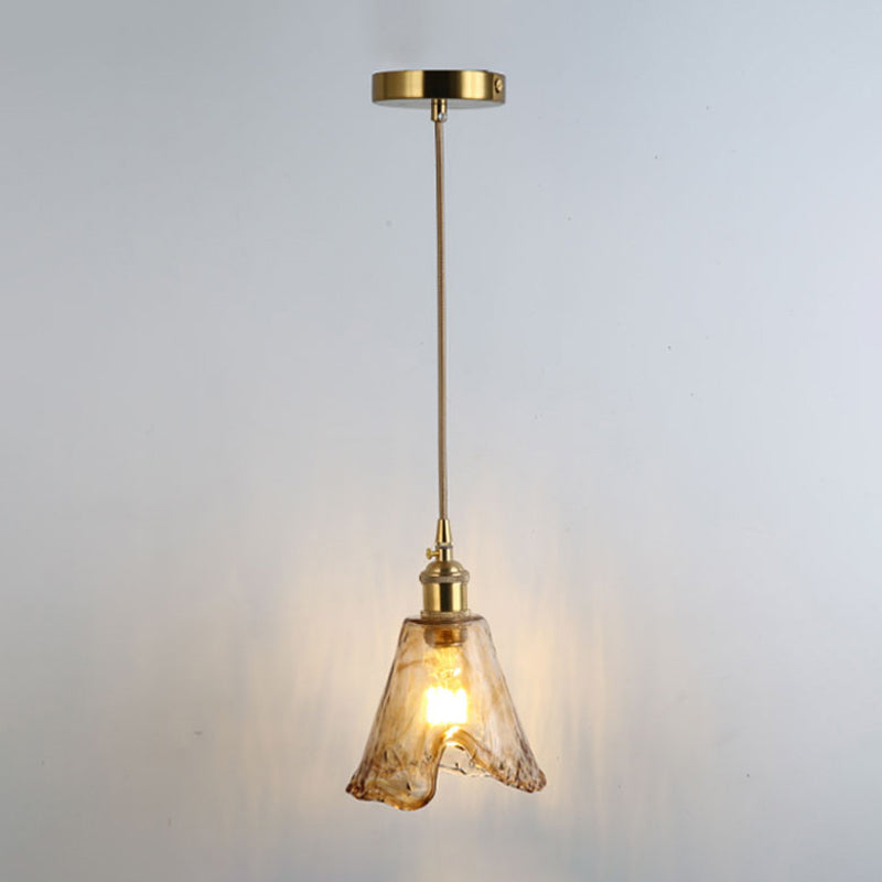 Retro Style Glass Pendant Ceiling Light - Gold Shaded Suspension Lighting for Restaurants