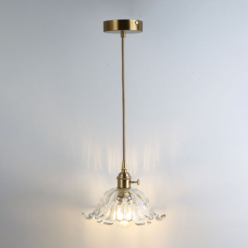 Retro Style Glass Pendant Ceiling Light - Gold Shaded Suspension Lighting for Restaurants