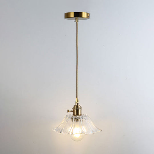 Retro Style Glass Pendant Ceiling Light - Gold Shaded Suspension Lighting for Restaurants