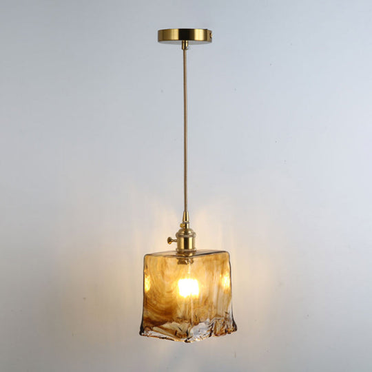 Retro Glass Pendant Light With Gold Shading For Restaurants - 1 Head Suspended Ceiling Fixture / I