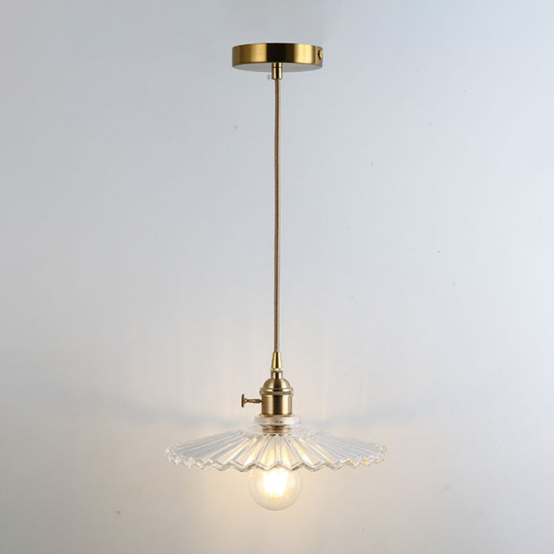 Retro Style Glass Pendant Ceiling Light - Gold Shaded Suspension Lighting for Restaurants