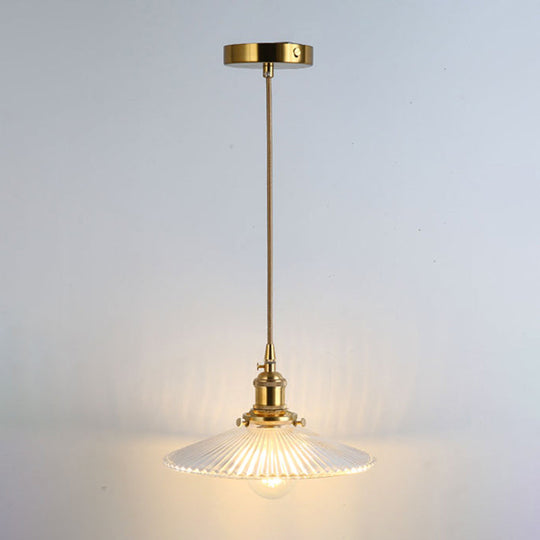 Retro Style Glass Pendant Ceiling Light - Gold Shaded Suspension Lighting for Restaurants