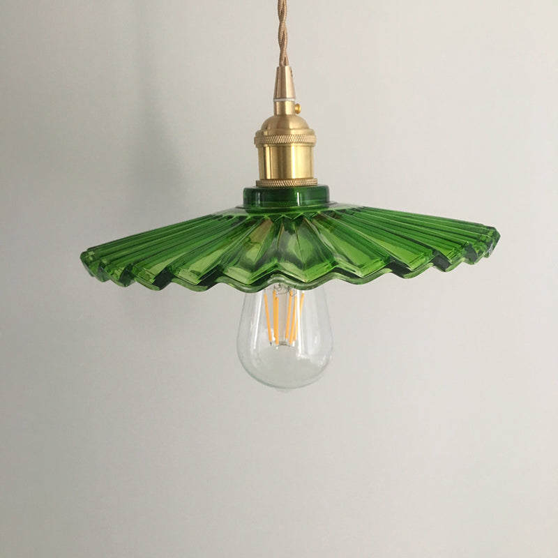 Vintage Style Gold Glass Pendant Lamp With Textured Shade - Single Bulb Hanging Fixture / I