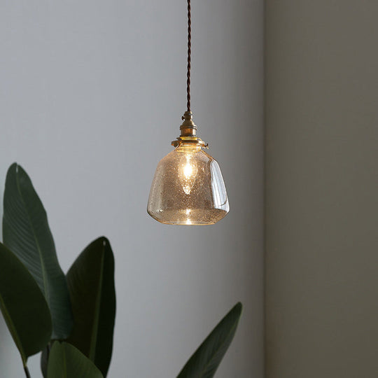 Sleek Bubbled Glass Pendant Light with Tapered Design - Perfect for Restaurants - 1-Bulb Fixture