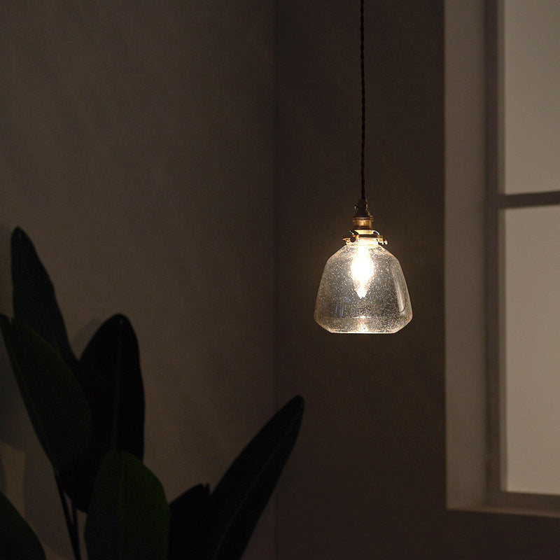 Sleek Bubbled Glass Pendant Light with Tapered Design - Perfect for Restaurants - 1-Bulb Fixture