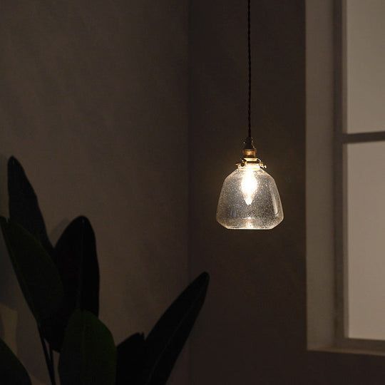 Sleek Bubbled Glass Pendant Light with Tapered Design - Perfect for Restaurants - 1-Bulb Fixture