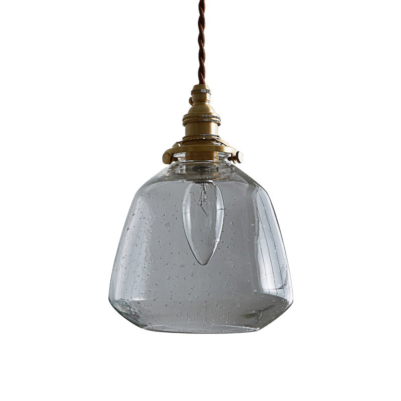 Simplicity Tapered Bubbled Glass Pendant Light - 1-Bulb Restaurant Fixture