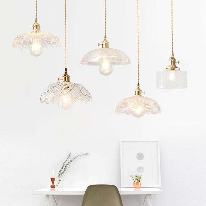 Brass Glass Pendant Light: Vintage Shaded Texture Ideal For Restaurants