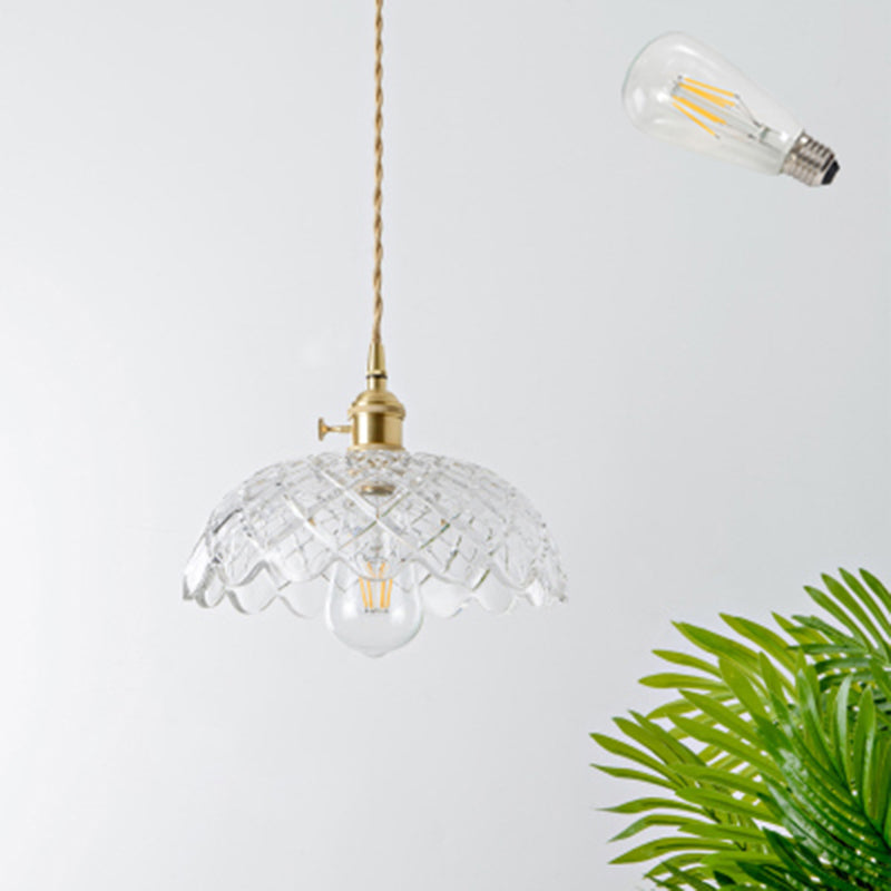 Brass Glass Pendant Light: Vintage Shaded Texture Ideal For Restaurants / F