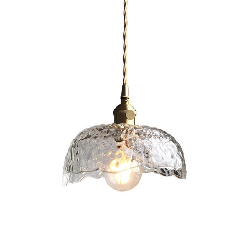 Antique Shaded Pendant Light With Hammered Clear Glass - Perfect For Dining Room