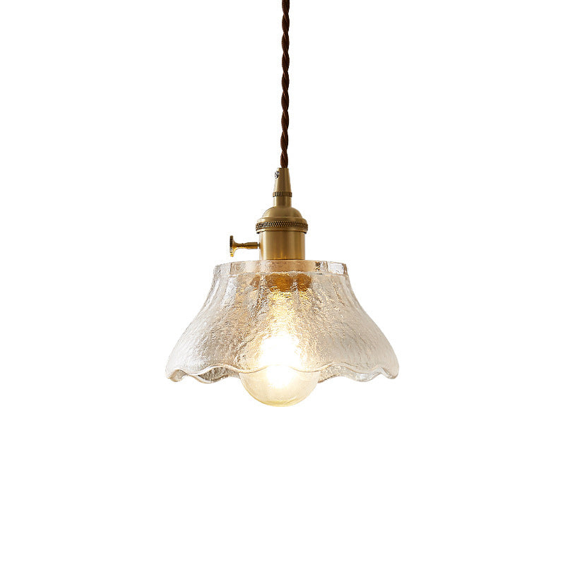 Retro-Style Handblown Glass Pendant Ceiling Light - Tapered Suspension Clear 1 Head