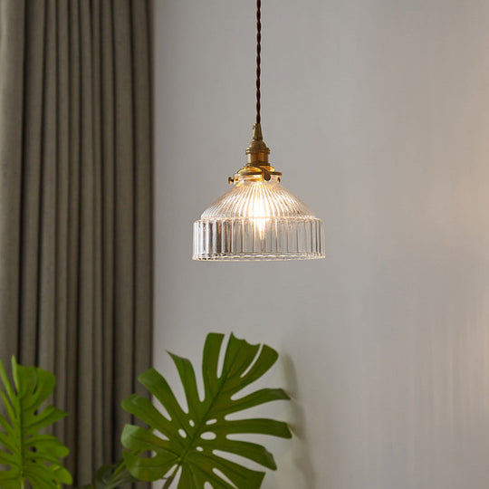 Industrial Clear Glass Ceiling Pendant Light For Entryway - Single Hanging Fixture