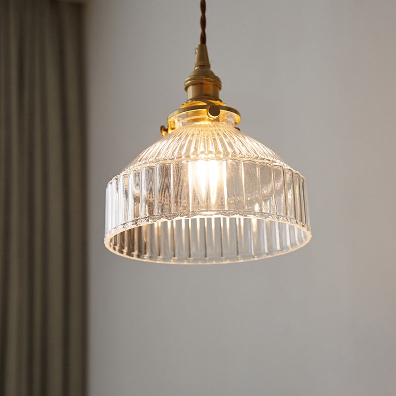 Industrial Clear Glass Pendant Light for Entryway - Single Ceiling Hanging Fixture