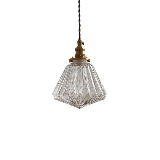 Vintage Style Clear Glass Pendant Lamp With Ribbed Design - Ideal For Restaurants And Single-Bulb