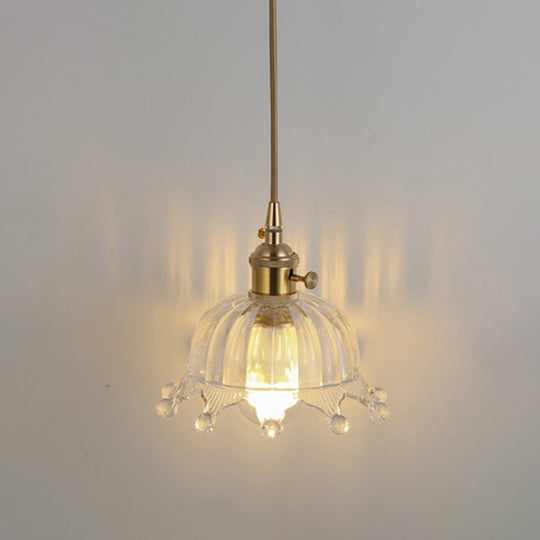 Shaded Pendant Light With Clear Textured Glass - Simplicity Series / N