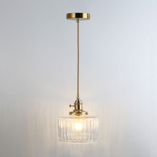 Shaded Pendant Light With Clear Textured Glass - Simplicity Series / R