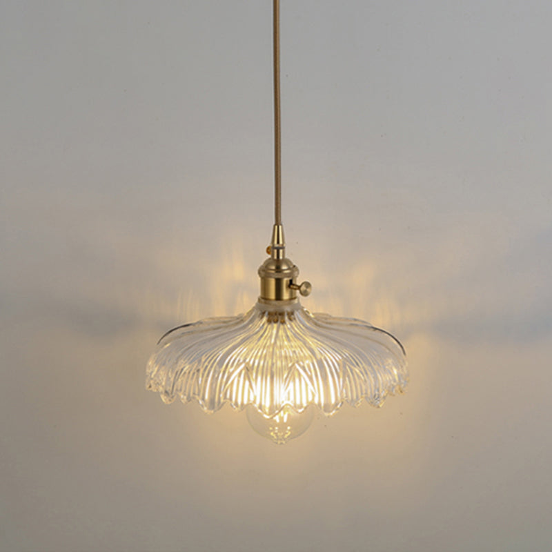 Shaded Pendant Light With Clear Textured Glass - Simplicity Series / J