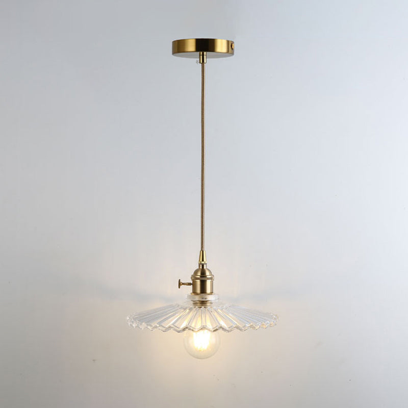 Shaded Pendant Light With Clear Textured Glass - Simplicity Series / U