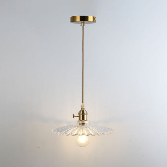 Shaded Pendant Light With Clear Textured Glass - Simplicity Series / U