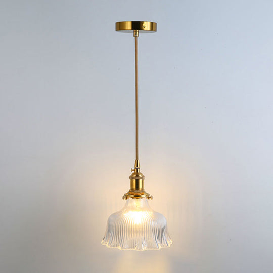 Shaded Pendant Light With Clear Textured Glass - Simplicity Series / D