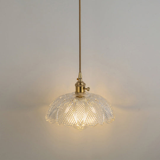 Shaded Pendant Light With Clear Textured Glass - Simplicity Series / L