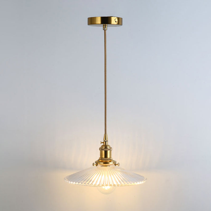 Shaded Pendant Light With Clear Textured Glass - Simplicity Series / G