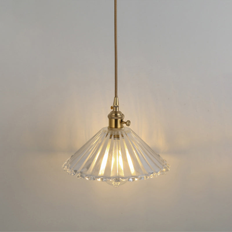 Shaded Pendant Light With Clear Textured Glass - Simplicity Series / I