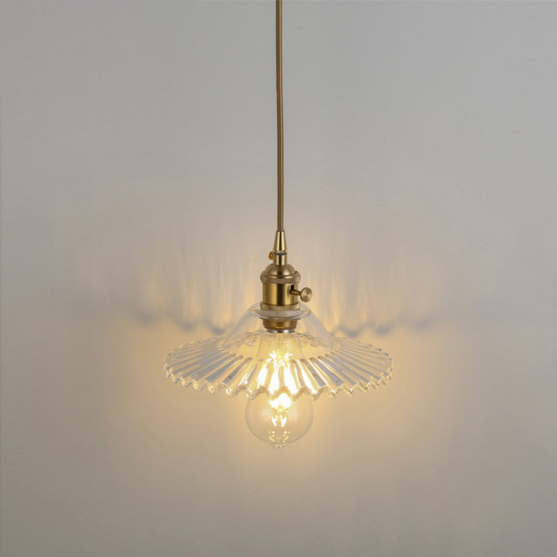 Shaded Pendant Light With Clear Textured Glass - Simplicity Series / E