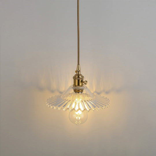 Shaded Pendant Light With Clear Textured Glass - Simplicity Series / E