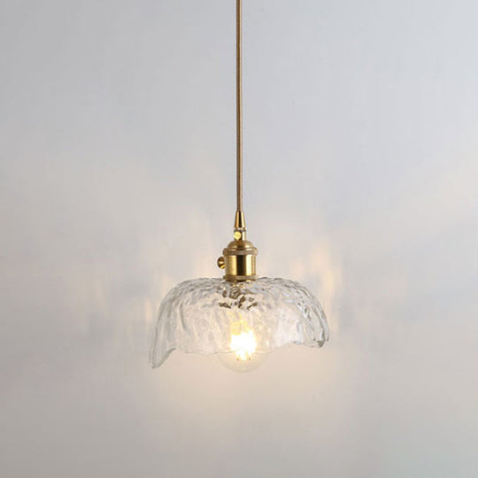 Shaded Pendant Light With Clear Textured Glass - Simplicity Series / Y