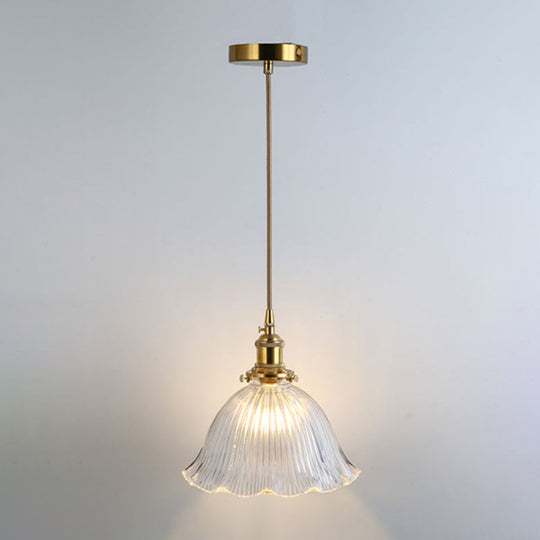 Shaded Pendant Light With Clear Textured Glass - Simplicity Series / F