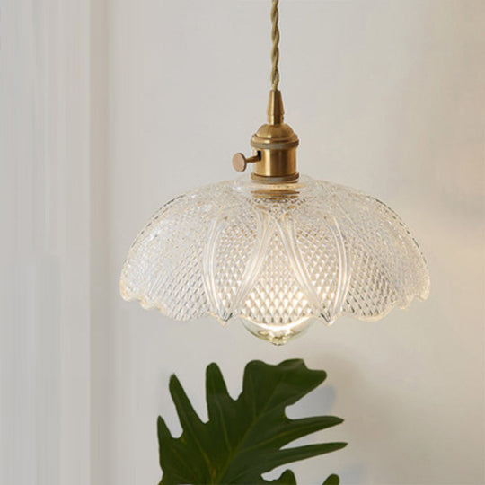 Menkent - Vintage Shaded Pendant Light: 1-Light Clear Glass Hanging Fixture for