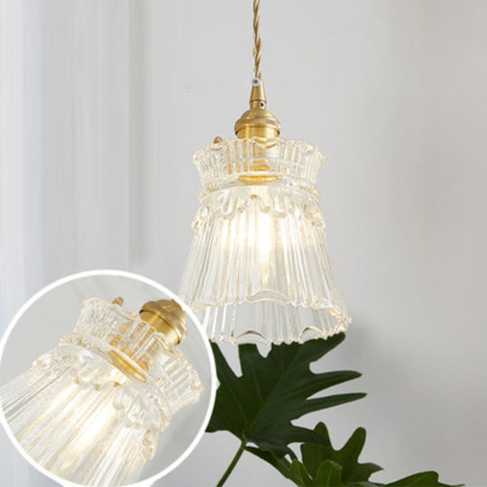 Menkent - Vintage Shaded Pendant Light: 1-Light Clear Glass Hanging Fixture for