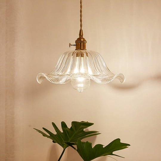 Menkent - Vintage Shaded Pendant Light: 1-Light Clear Glass Hanging Fixture for