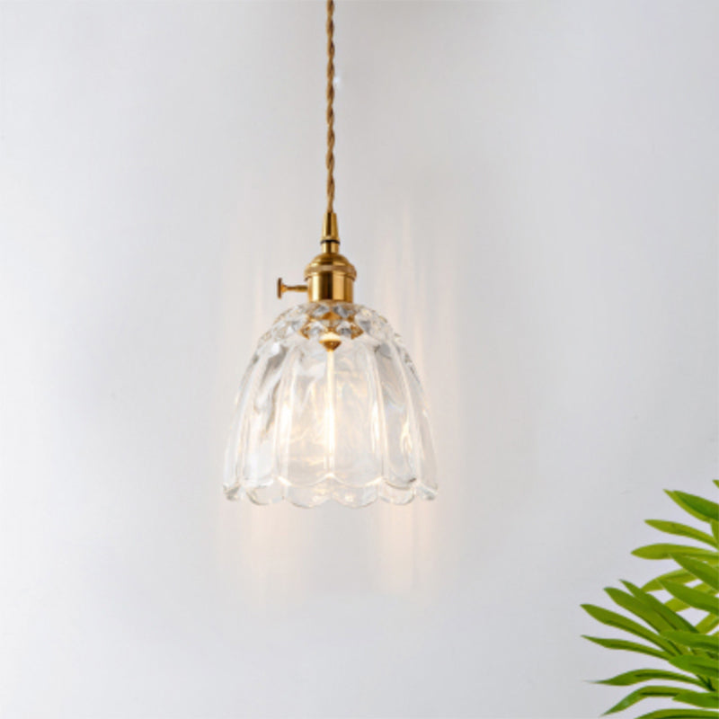 Menkent - Vintage Shaded Pendant Light: 1-Light Clear Glass Hanging Fixture for