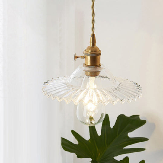 Menkent - Vintage Shaded Pendant Light: 1-Light Clear Glass Hanging Fixture for