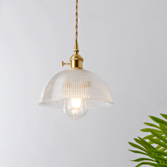 Menkent - Vintage Shaded Pendant Light: 1-Light Clear Glass Hanging Fixture for