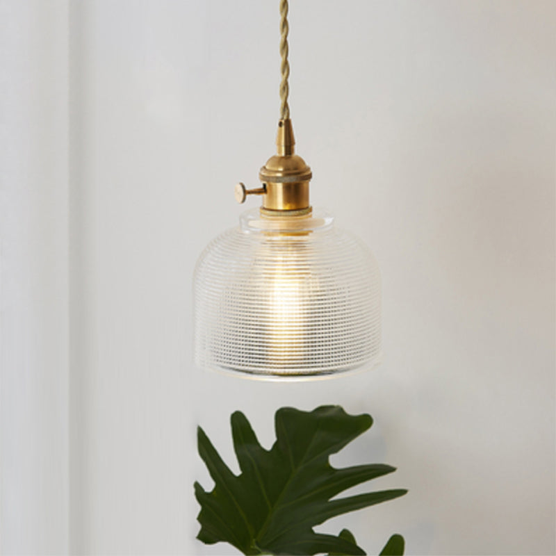 Menkent - Vintage Shaded Pendant Light: 1-Light Clear Glass Hanging Fixture for