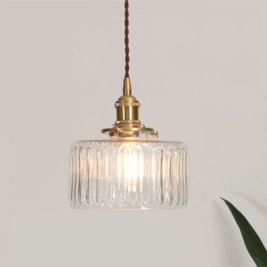 Menkent - Vintage Shaded Pendant Light: 1-Light Clear Glass Hanging Fixture for