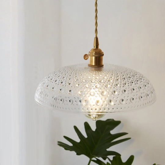 Menkent - Vintage Shaded Pendant Light: 1-Light Clear Glass Hanging Fixture for