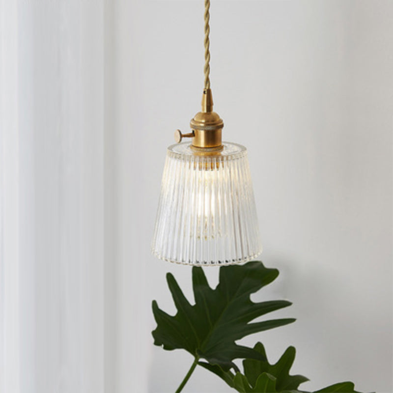 Menkent - Vintage Shaded Pendant Light: 1-Light Clear Glass Hanging Fixture for