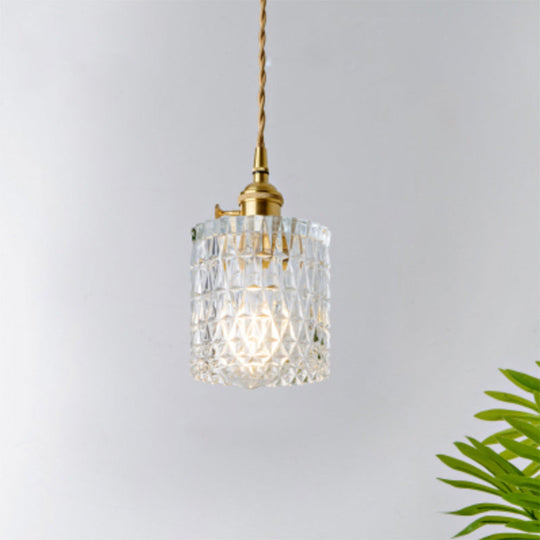 Menkent - Vintage Shaded Pendant Light: 1-Light Clear Glass Hanging Fixture for