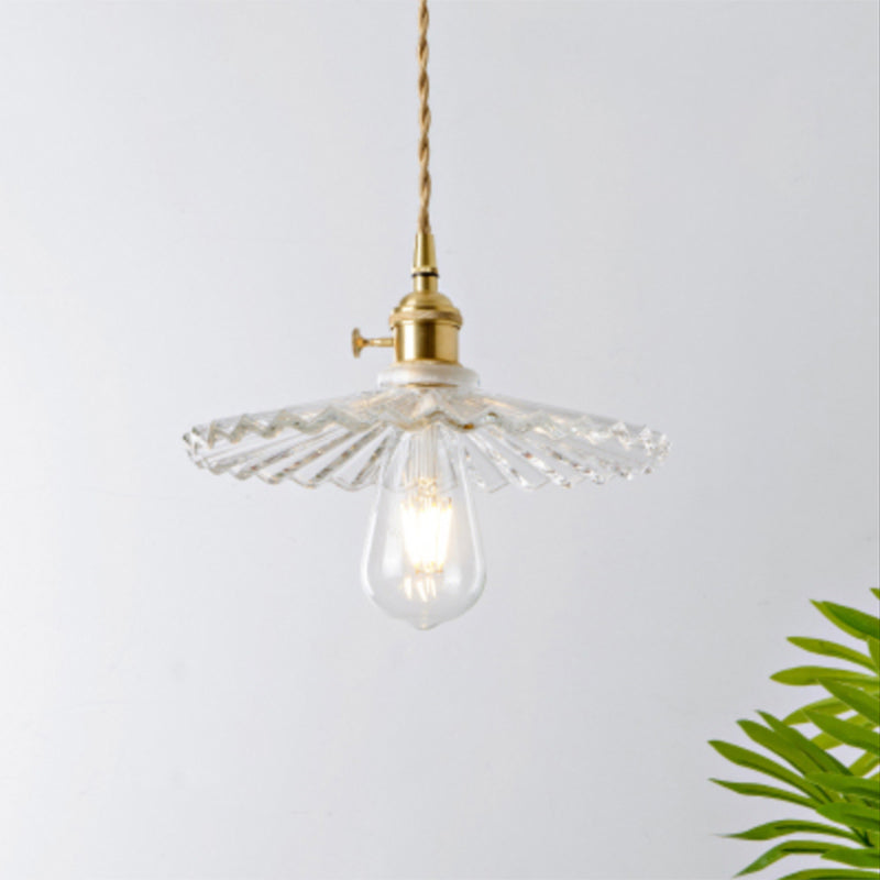 Menkent - Vintage Shaded Pendant Light: 1-Light Clear Glass Hanging Fixture for