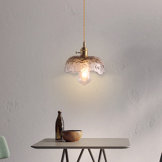 Floral Textured Glass Pendant Light - Retro Style Bulb Hanging Fixture For Dining Room Coffee / C