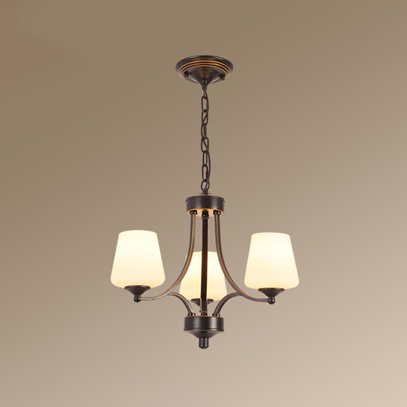 Classic Cream Glass Chandelier Pendant Light For Dining Rooms