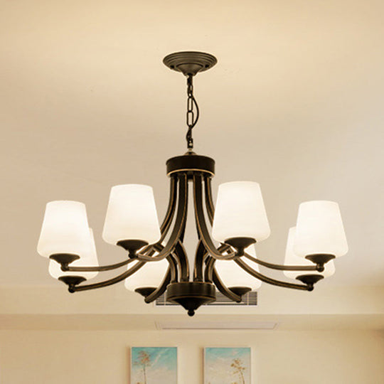 Handblown Glass Black Bud Chandelier Light Fixture For Traditional Ceiling Lighting