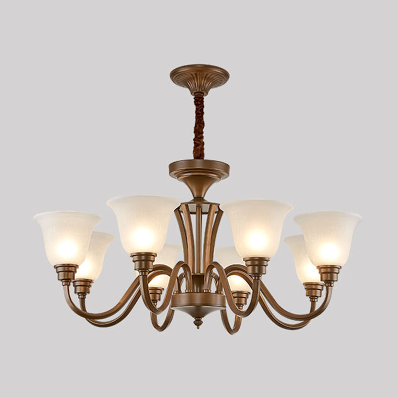 Frosted Glass Chandelier Light Retro Style Pendant Fixture For Living Room