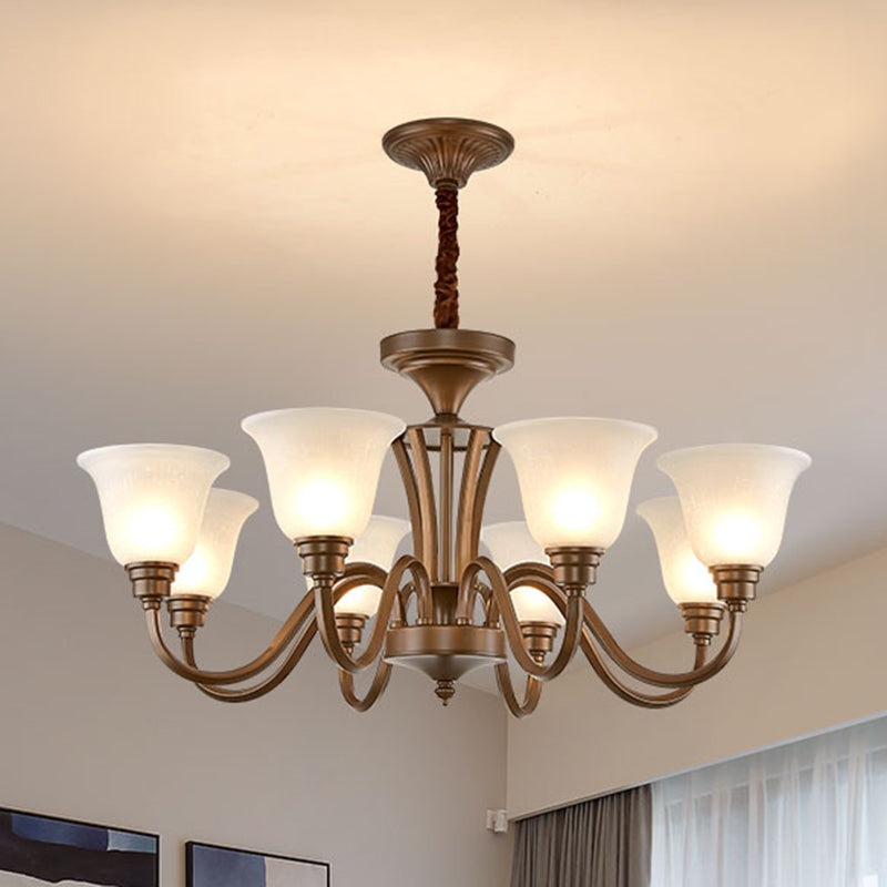 Frosted Glass Chandelier Light Retro Style Pendant Fixture For Living Room