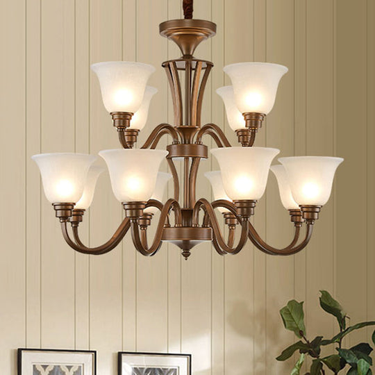 Frosted Glass Chandelier Light Retro Style Pendant Fixture For Living Room