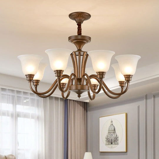 Frosted Glass Chandelier Light Retro Style Pendant Fixture For Living Room